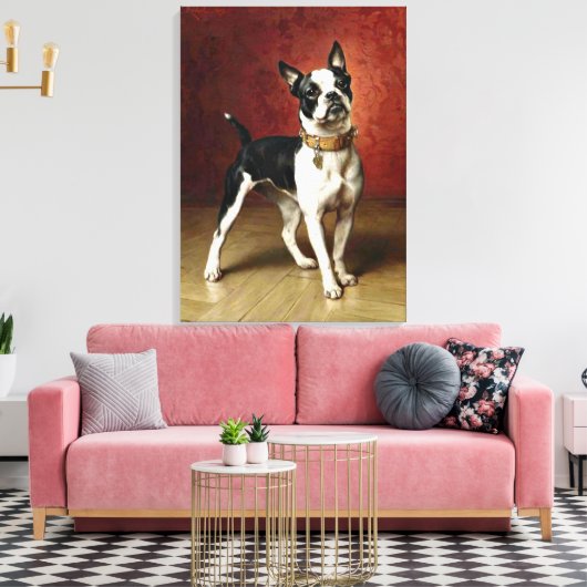 Franse Bulldog - schilderij van Carl Reichert Canvas Afdruk (Insitu (Woonkamer))
