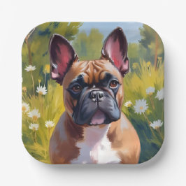 Franse Bulldog | Schilderij van huisdier hond Papieren Bordje