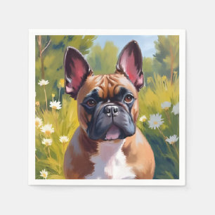 Franse Bulldog   Schilderij van huisdier hond Servet
