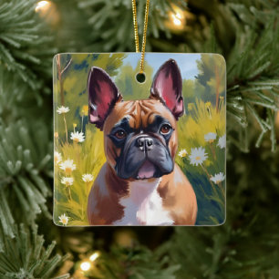 Franse Bulldog   Schilderij van huisdier Honden Ku Keramisch Ornament