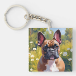 Franse Bulldog | Schilderij van huisdier Honden Ku Sleutelhanger