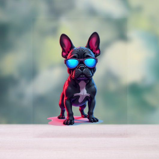 Franse Bulldog SciFi Dragen Koele Zonnebril Acryl Bord (Neutraal)