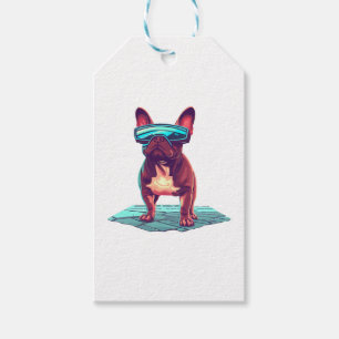 Franse Bulldog SciFi Dragen Koele Zonnebril Cadeaulabel