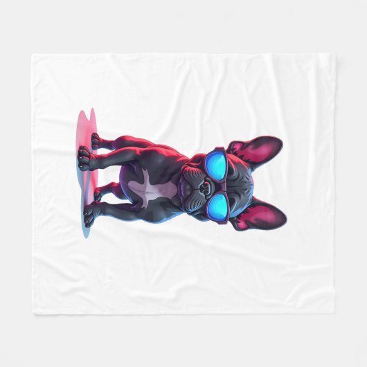 Franse Bulldog SciFi Dragen Koele Zonnebril Fleece Deken (Voorkant (Horizontaal))