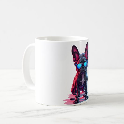 Franse Bulldog SciFi Dragen Koele Zonnebril Koffiemok (Voorkant links)