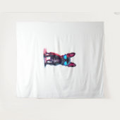 Franse Bulldog SciFi Dragen Koele Zonnebril Wandkleed (Voorkant (horizontaal))