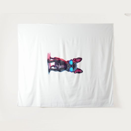 Franse Bulldog SciFi Dragen Koele Zonnebril Wandkleed (Voorkant (horizontaal))