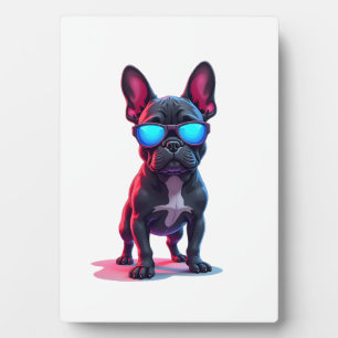 Franse Bulldog SciFi met coole zonnebril Fotoplaat