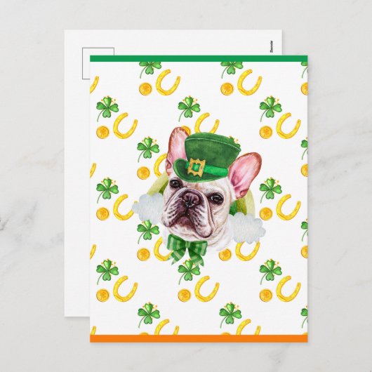 Franse Bulldog Shamrock St. Patricks Day Feestdagenkaart (Voorkant / Achterkant)
