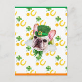 Franse Bulldog Shamrock St. Patricks Day Feestdagenkaart (Voorkant)