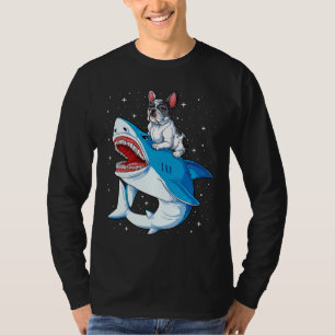 Franse Bulldog Shark T Kinder Mannen Space Galaxy  T-shirt