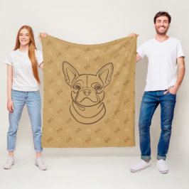 Franse Bulldog Sierlijn Kunst Patroon Fleece Deken