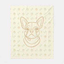 Franse Bulldog Sierlijn Kunst Patroon Fleece Deken