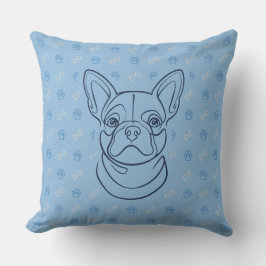 Franse Bulldog Sierlijn Kunst Patroon Kussen