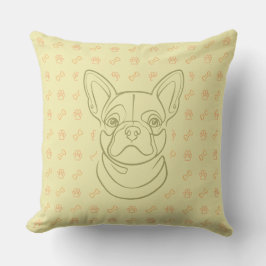 Franse Bulldog Sierlijn Kunst Patroon Kussen