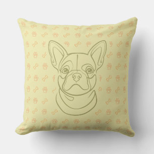 Franse Bulldog Sierlijn Kunst Patroon Kussen