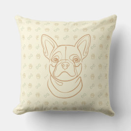 Franse Bulldog Sierlijn Kunst Patroon Kussen