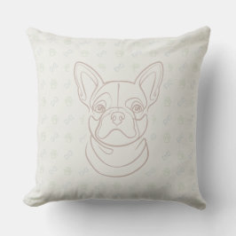 Franse Bulldog Sierlijn Kunst Patroon Kussen