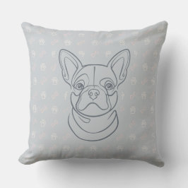 Franse Bulldog Sierlijn Kunst Patroon Kussen