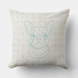 Franse Bulldog Sierlijn Kunst Patroon Kussen