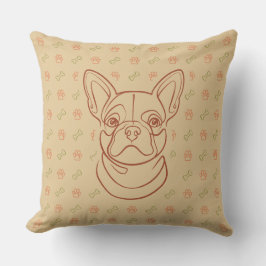 Franse Bulldog Sierlijn Kunst Patroon Kussen