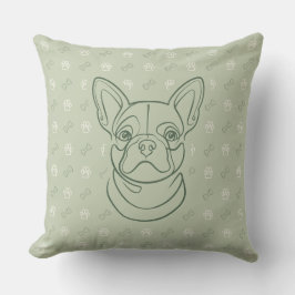 Franse Bulldog Sierlijn Kunst Patroon Kussen