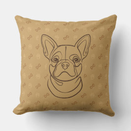 Franse Bulldog Sierlijn Kunst Patroon Kussen