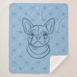 Franse Bulldog Sierlijn Kunst Patroon Sherpa Deken