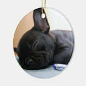 Franse Bulldog Sierstuk Voeg Uw Foto Toe Keramisch Ornament (Links)