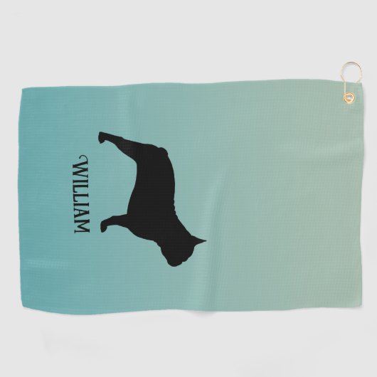Franse Bulldog Silhouet Aangepaste naam Golfhanddoek (Horizontaal)