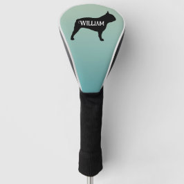 Franse Bulldog Silhouet Aangepaste naam Golfheadcover