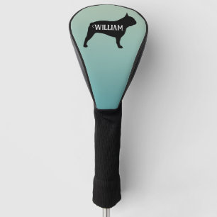 Franse Bulldog Silhouet Aangepaste naam Golfheadcover