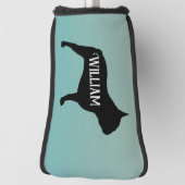 Franse Bulldog Silhouet Aangepaste naam Golfheadcover (Draai 90)