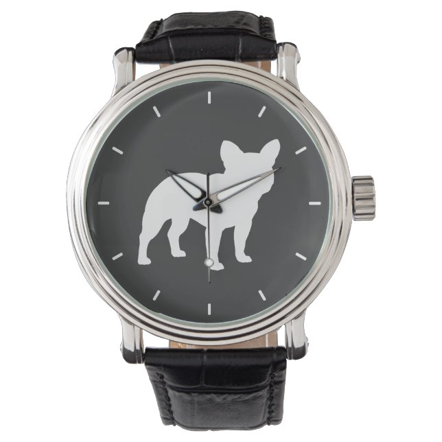 Franse Bulldog Silhouet Horloge (Voorkant)