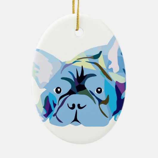 Franse Bulldog Silhouet Keramisch Ornament (Achterkant)
