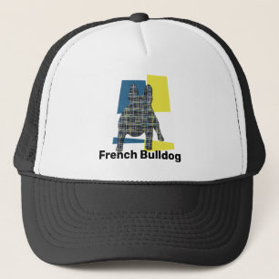 Franse Bulldog Silhouet Tricolor Grid Trucker Pet