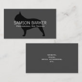 Franse Bulldog Silhouette Black op grijs Hondenlie Visitekaartje (Voorkant / Achterkant)