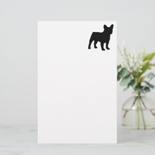 franse bulldog silhouette briefpapier (Staand voorkant)
