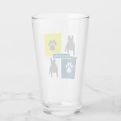 Franse Bulldog Silhouette Dog & Paw Y&B Grid Glas (Achterkant)