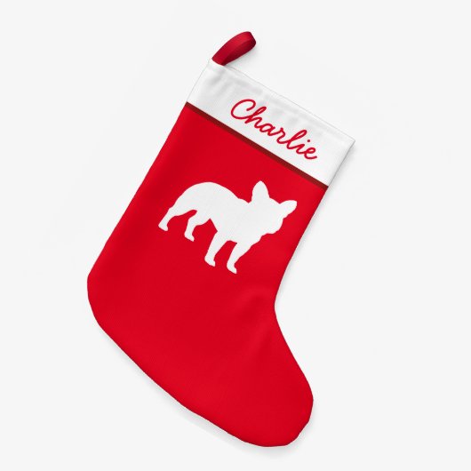 Franse Bulldog Silhouette | Franse hondenvakantie Kleine Kerstsok (Voorkant (Hangend))