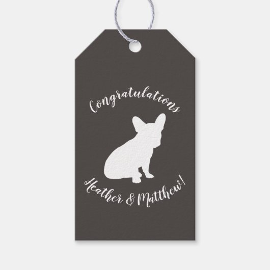 Franse Bulldog Silhouette Party Cadeaulabel (Voorkant)
