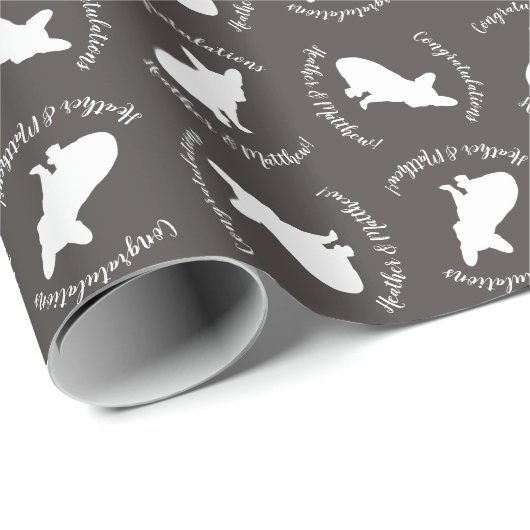 Franse Bulldog Silhouette Party Cadeaupapier (Rol Hoek)
