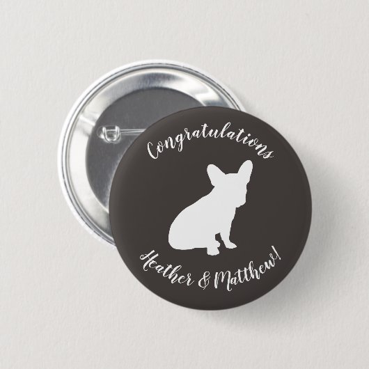 Franse Bulldog Silhouette Party Ronde Button 5,7 Cm (Voorkant /achterkant)