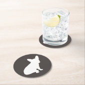 Franse Bulldog Silhouette Party Ronde Kartonnen Onderzetter (Insitu)