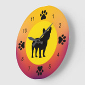 Franse Bulldog Silhouette Sunset Colors Grote Klok (Hoek)