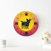 Franse Bulldog Silhouette Sunset Colors Grote Klok (Huis)
