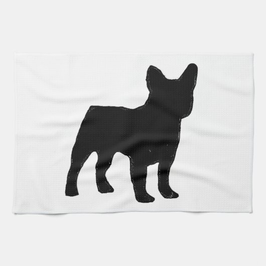 franse bulldog silhouette theedoek (Horizontaal)