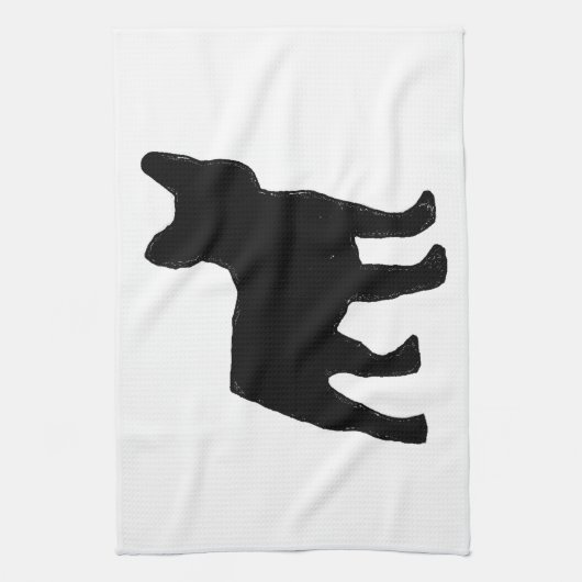 franse bulldog silhouette theedoek (Verticaal)