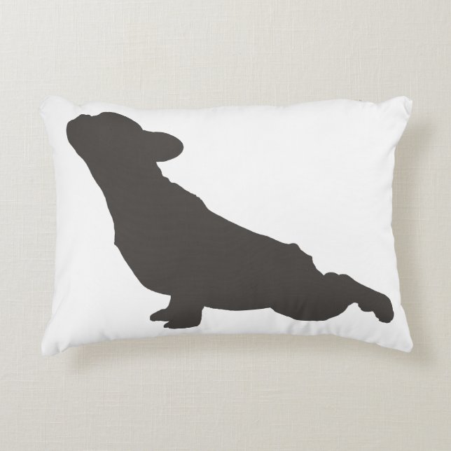 Franse Bulldog Silhouette Yoga Pose Decoratief Kussen (Voorkant)