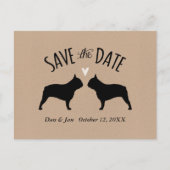 Franse Bulldog Silhouetten Bruiloft Save the Date Aankondigingskaart (Voorkant)